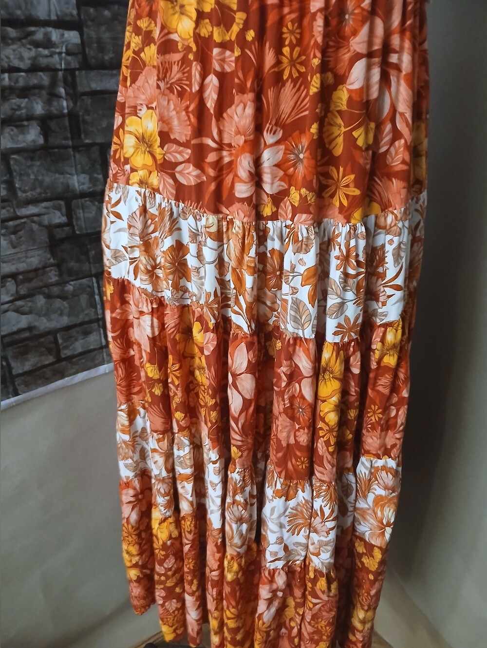 Abel The Label Rust Floral Smocked Maxi Dress with Ruffle Straps - Picture 5 of 9